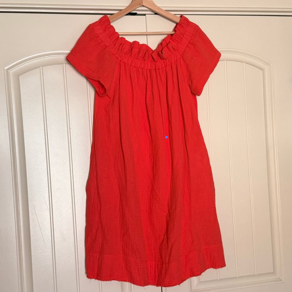 Anthropologie Off-The-Shoulder Cotton Double Gauze Mini Dress, Size L